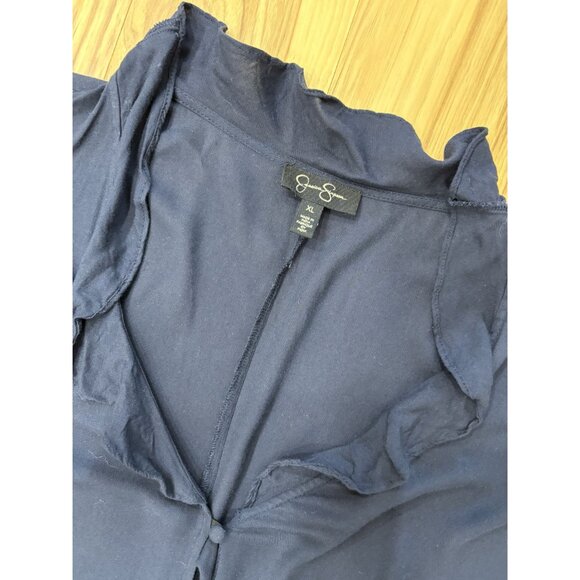 Jessica Simpson XL Navy Romper Tie Waist Ruffle Trim EUC - Picture 4 of 5